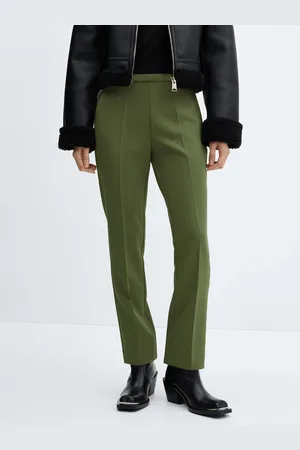 MANGO Women Straight Fit Trousers with Belt