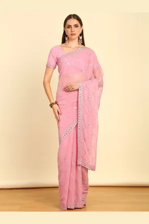 Soch Floral Embroidered Pure Chiffon Saree