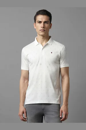 Louis Philippe Men White Polo Collar Pockets Slim Fit T-shirt