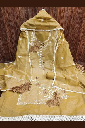 Kalini Ethnic Motifs Embroidered Zari Unstitched Dress Material