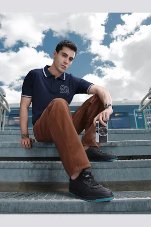 HERE&NOW Typography Printed Polo Collar Casual T-shirt
