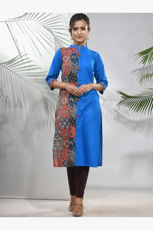 Charukriti Floral Printed Mandarin Collar A-Line Pure Cotton Kurta
