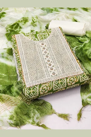 Kalini Ethnic Motifs Printed Gotta Patti Unstitched Dress Material