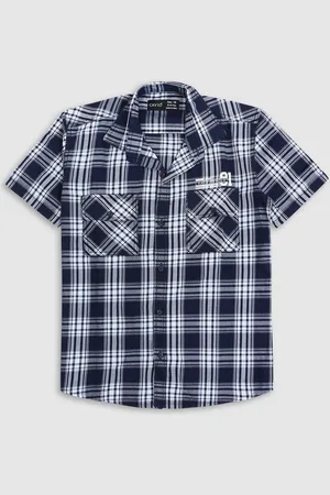 CAVIO Boys Standard Tartan Checks Opaque Cotton Casual Shirt