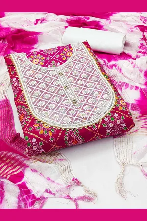 Kalini Ethnic Motifs Printed Gotta Patti Unstitched Dress Material