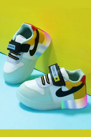 PASSION PETALS Kids Colourblocked Mid Top Lightweight LED Sneakers