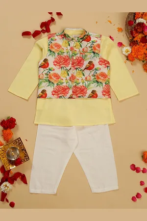 SAKA DESIGNS Boys Regular Pure Cotton Kurta with Pyjamas & Jacket