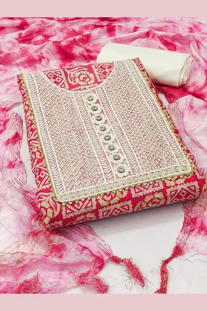 Kalini Ethnic Motifs Printed Gotta Patti Unstitched Dress Material