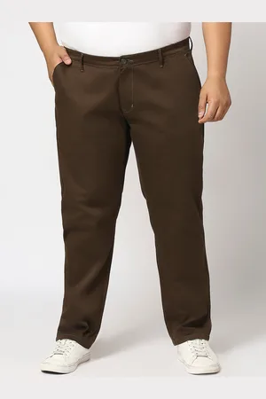 HJ HASASI Men Plus Size Relaxed Fit Mid-Rise Chinos Trousers