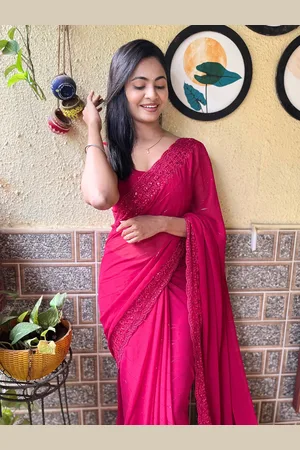 Mitera Striped Embellished Saree