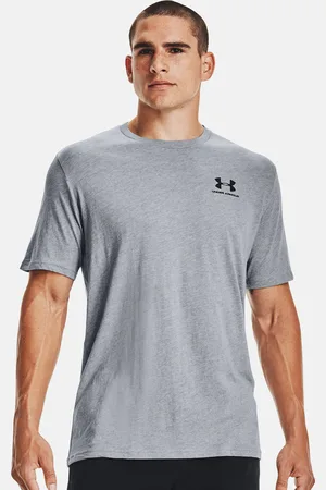 Under Armour Men Grey Brand Logo Printed Loose Training or Gym T-shirt