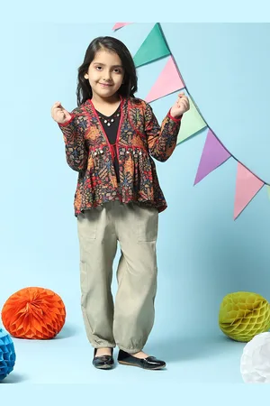 Biba Girls Floral Printed Cotton Open Front Shrug
