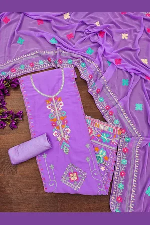 Kalini Ethnic Motifs Embroidered Silk Georgette Sequinned Unstitched Dress Material