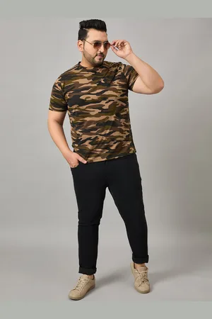 Austivo Camouflage Printed Round Neck Cotton Plus Size T-shirt