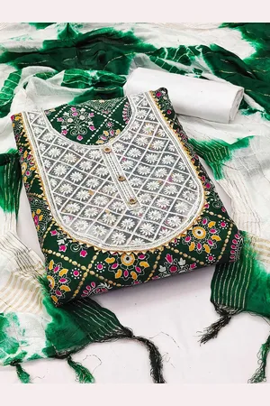 Kalini Ethnic Motifs Printed Gotta Patti Unstitched Dress Material