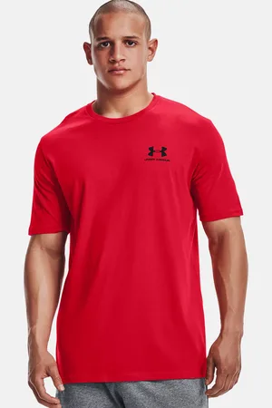 Under Armour Men Red UA Sports Style LC SS Brand Logo Printed T-shirt