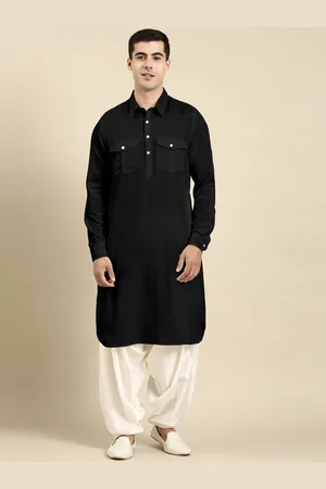 TheEthnic.Co Shirt Collar Pure Cotton Pathani Kurta with Salwar