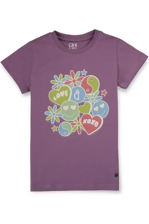 Gini and Jony Girls Round Neck Graphic Printed Cotton T-Shirt