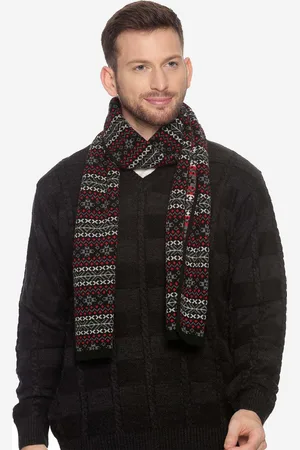 513 Clothing Men Black Woven Design Mufflers