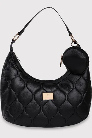Caprese Textured Quilted Detailed Half Moon Hobo Bag
