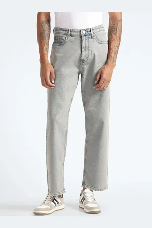 Flying Machine Men Relaxed Fit Heavy Fade Clean Look Stretchable Jeans