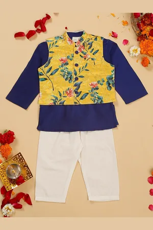 SAKA DESIGNS Boys Regular Pure Cotton Kurta with Pyjamas & Jacket
