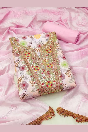 Kalini Floral Printed Gotta Patti Unstitched Dress Material