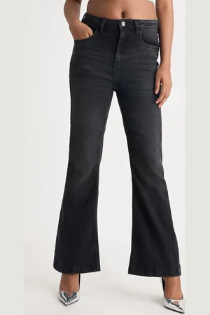 FREAKINS Women Black Bootcut High-Rise Clean Look Light Fade Jeans