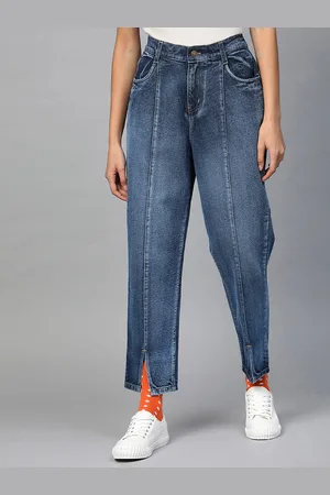 Sassafras Women Blue Cotton Relaxed Fit High-Rise Clean Look Stretchable Cropped Jeans