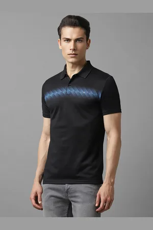 Louis Philippe Men Black Polo Collar Pockets Slim Fit T-shirt