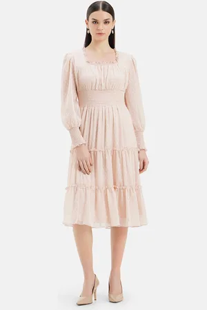 Kazo Puff Sleeve Fit & Flare Midi Dress