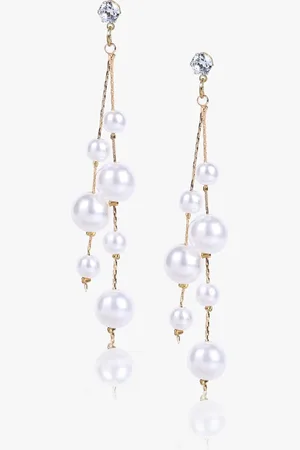 Kazo Gold-Plated Artificial Beads Beaded Contemporary Drop Earrings