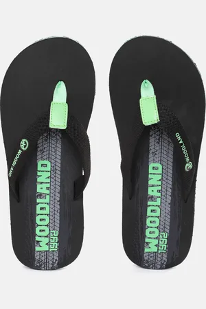 Woodland Men Brand Name Printed Rubber Thong Flip-Flops