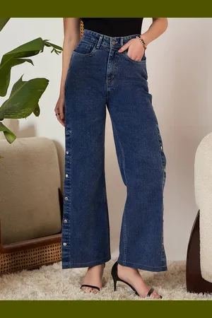 Berrylush Women Flared High-Rise Stretchable Mildly Distressed Jeans