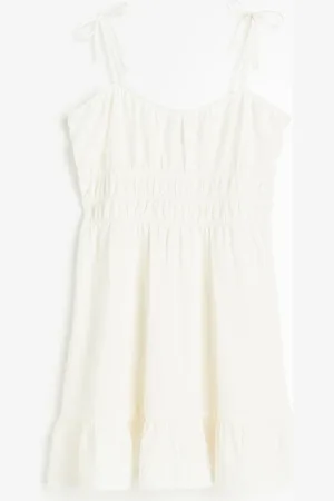 H&M Women Smocked-Waist Textured Dress