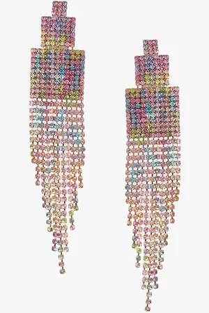 Kazo Rhinestone Studded Contemporary Drop Earrings