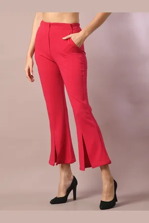 DressBerry Women Comfort Mid-Rise Flared Wrinkle Free Parallel Trousers