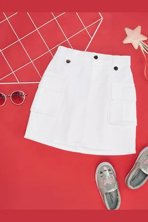 Pantaloons Girls Pure Cotton A-Line Mini Skirt