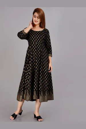 AO Services Ethnic Motifs Printed Round Neck Anarkali Kurta