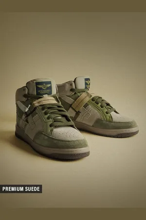 The Souled Store Men Textured Lightweight Comfort Insole Suede High-Top Sneakers