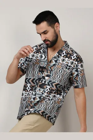 Campus Brown Classic Ethnic Motifs Printed Cuban Collar Casual Shirt
