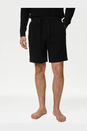 Marks & Spencer Men Black Mid-Rise Pure Cotton Lounge Shorts