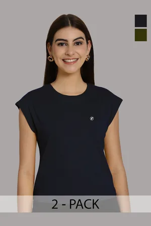Friskers Women Navy Blue 2 Applique T-shirt