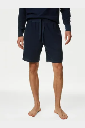 Marks & Spencer Men Blue Mid-Rise Pure Cotton Lounge Shorts