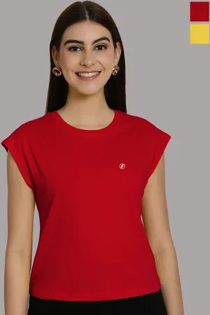 Friskers Women Red 2 Applique T-shirt