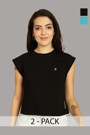 Friskers Women Black 2 Applique T-shirt