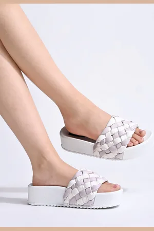 Shoetopia Women Pink Embellished Flatform Sandals