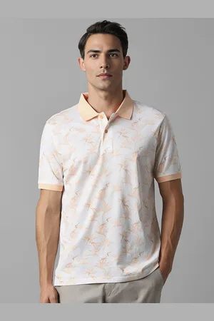 Louis Philippe Birds Printed Polo Collar Pure Cotton T-shirt