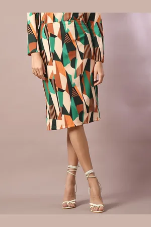 DressBerry Printed Straight Knee Length Skirts