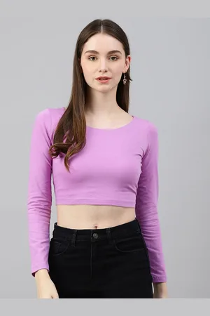 Color Capital Round Neck Fitted Crop Top
